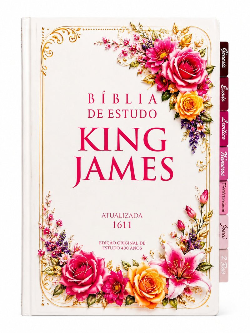 Bíblia de Estudo Feminina King James Atualizada KJA Capa Dura Com Abas Adesivas - Primavera