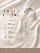 Marca Página Cristo Transparente Acrílico Espelhado Luxo Para Bíblia e Livros