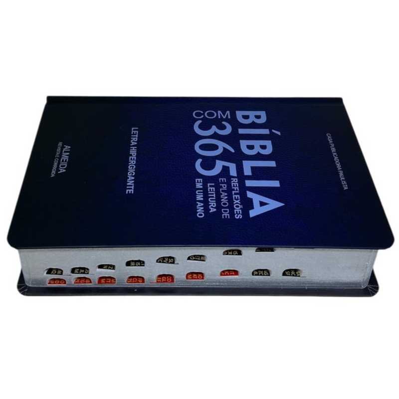 Bíblia 365 Dias Azul Letra Hipergigante Capa Dura Com Harpa e Índice Masculina Arc