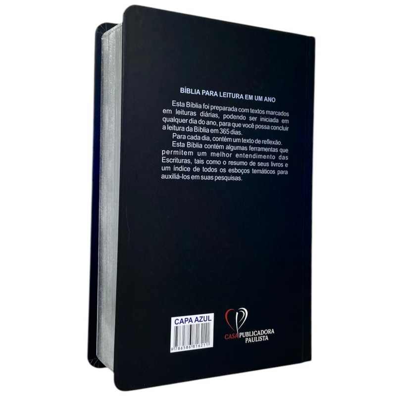 Bíblia 365 Dias Azul Letra Hipergigante Capa Dura Com Harpa Masculina Arc