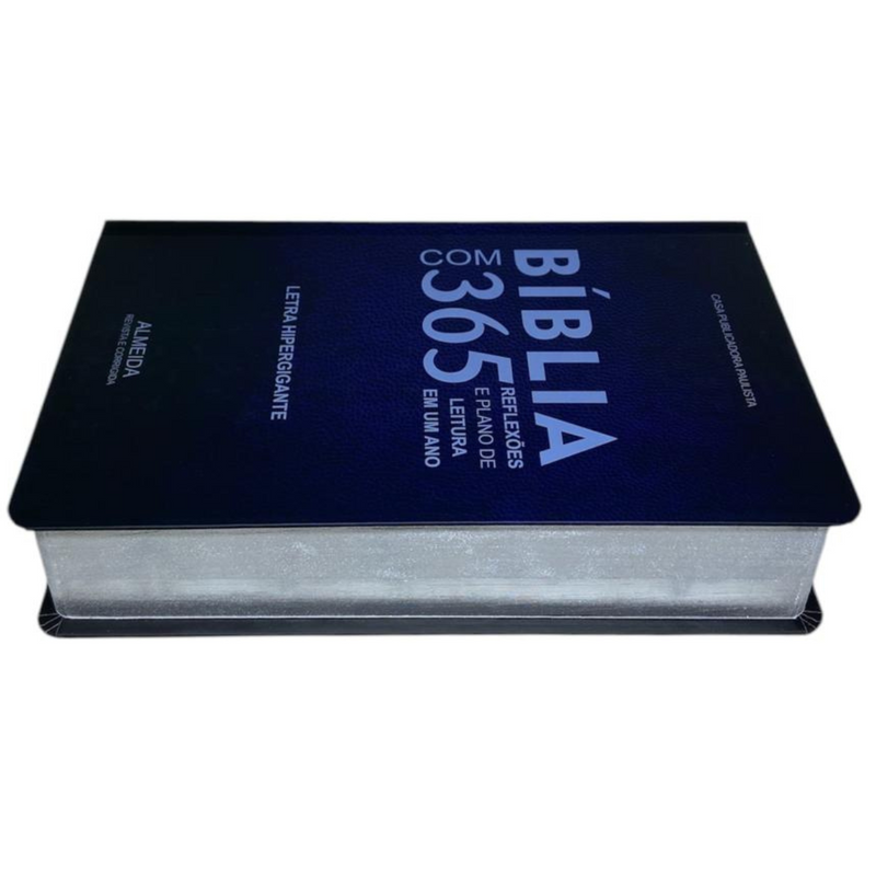 Bíblia 365 Dias Azul Letra Hipergigante Capa Dura Com Harpa Masculina Arc