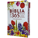 Bíblia 365 Dias Flores Letra Hipergigante Capa Dura Com Harpa e Índice Feminina Arc