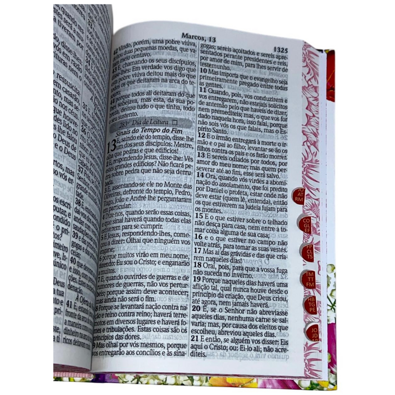 Bíblia 365 Dias Flores Letra Hipergigante Capa Dura Com Harpa e Índice Feminina Arc