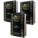 Kit 3 Bíblias Sagradas Preta Letra Hipergigante Capa Semi Flexível Com Harpa e Índice King Cross Arc