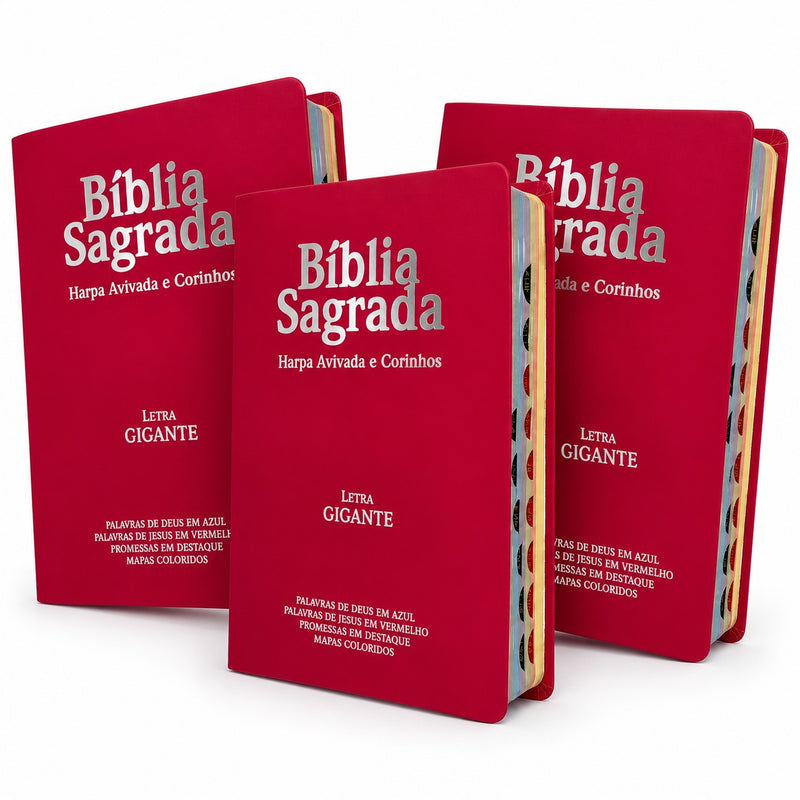 Kit 3 Bíblias Feminina PPM Pink Sagrada Letra Gigante Semi Flexível  Harpa ARC Feminina