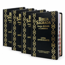 Kit 4 Bíblias Sagradas Preta Letra Hipergigante Capa Semi Flexível Com Harpa e Índice King Cross Arc