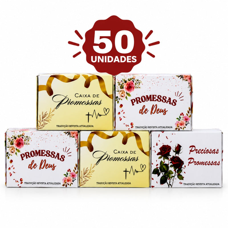 Kit com 50 Uni. de Caixinhas de Promessas com Mini Versículos Diários Para Lembranças Linguagem & e Presentes ARC