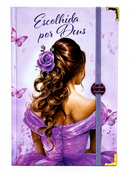 Bíblia Capa Dura Com Elástico Roxo E Medalhão Letra Gigante Com Harpa - Escolhida por Deus E Índice