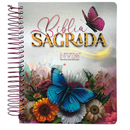 Bíblia Flores e Borboletas Letra Normal Capa Dura Com Espiral e Espaço Anotações Feminina Nvi