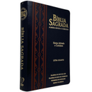 Bíblia Arabesco Café e Preta Letra Gigante Capa Flexível Luxo Pu Com Harpa e Índice Masculina Arc