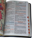 Bíblia Arabesco Café e Preta Letra Gigante Capa Flexível Luxo Pu Com Harpa e Índice Masculina Arc