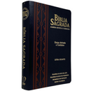 Bíblia Arabesco Café e Preta Letra Gigante Capa Flexível Luxo Pu Com Harpa Masculina Arc