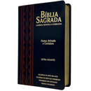 Bíblia Arabesco Café e Preta Letra Gigante Capa Flexível Luxo Pu Com Harpa Masculina Arc