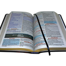 Bíblia Arabesco Café e Preta Letra Gigante Capa Flexível Luxo Pu Com Harpa Masculina Arc