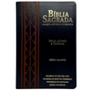 Bíblia Arabesco Café e Preta Letra Gigante Capa Flexível Luxo Pu Com Harpa Masculina Arc