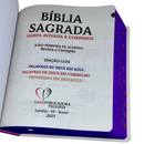 Bíblia Arranjo Floral Roxa Letra Jumbo Capa Dura Com Harpa e Índice Feminina Arc