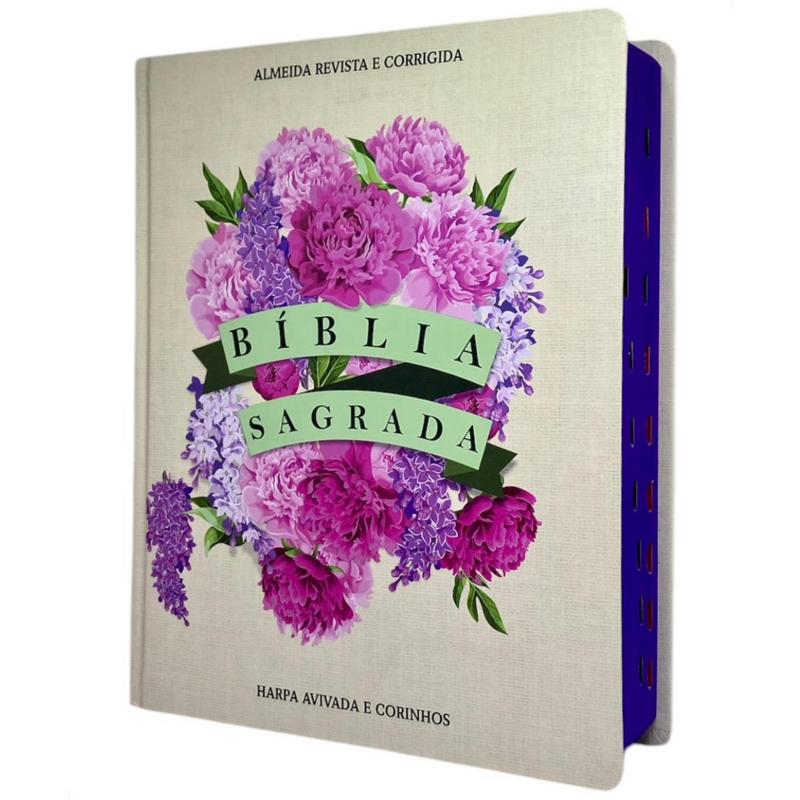 Bíblia Sagrada Letra Jumbo Capa Dura Com Harpa ARC Arranjo Floral Com Capa Protetora e Índice