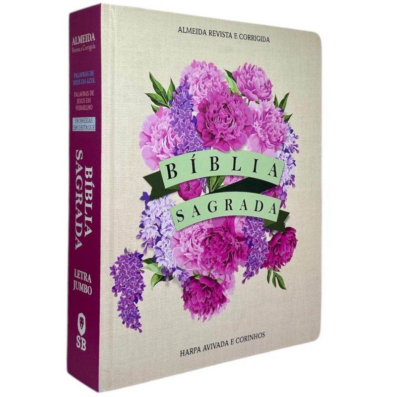 Bíblia Sagrada Letra Jumbo Capa Dura Com Harpa ARC Arranjo Floral Com Capa Protetora e Índice