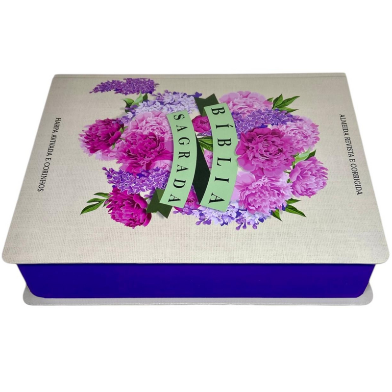 Bíblia Sagrada Cristã Letra Jumbo Grande Capa Dura Com Harpa ARC Arranjo Floral Com Capa Protetora