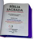 Bíblia Arranjo Floral Roxa Letra Jumbo Capa Dura Com Harpa Feminina Arc