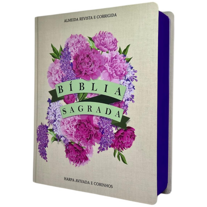 Bíblia Sagrada Cristã Letra Jumbo Grande Capa Dura Com Harpa ARC Arranjo Floral Com Capa Protetora
