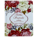 Bíblia Arranjo Flores Letra Grande Capa Dura Com Harpa e Índice Feminina Arc