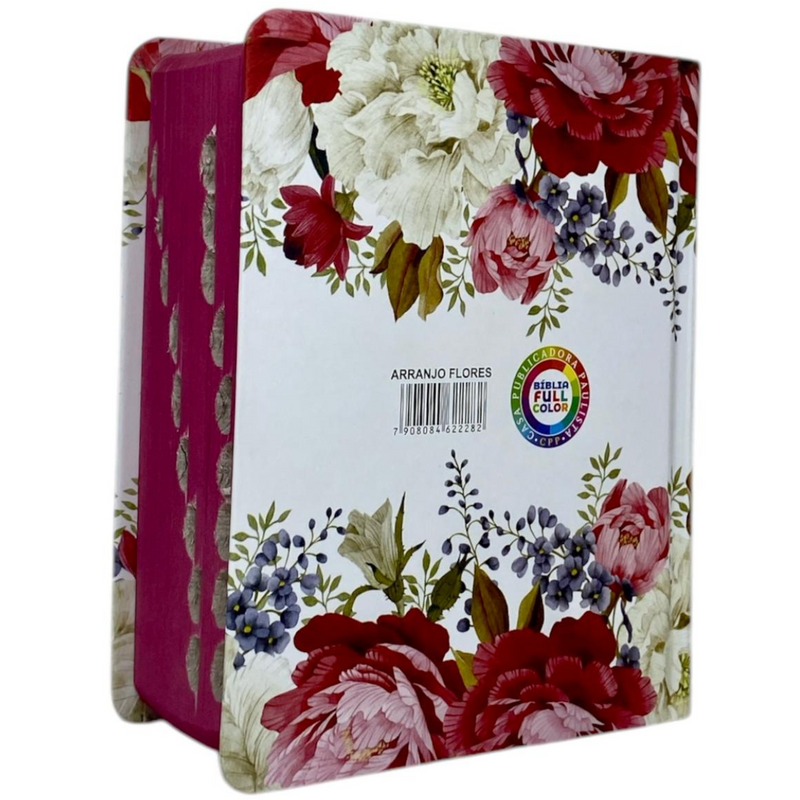 Bíblia Arranjo Flores Letra Grande Capa Dura Com Harpa e Índice Feminina Arc