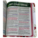 Bíblia Arranjo Flores Letra Grande Capa Dura Com Harpa Feminina Arc