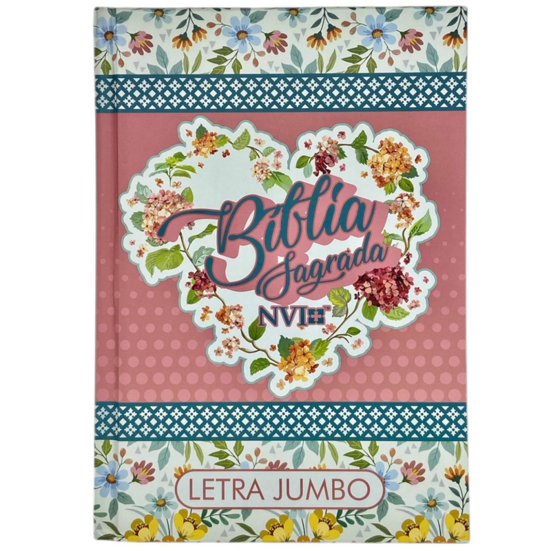 Bíblia Coração Floral Letra Jumbo Capa Dura Com Índice Feminina Nvi