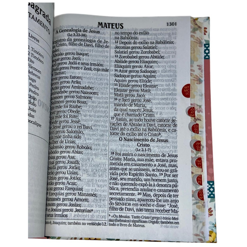 Bíblia Coração Floral Letra Jumbo Capa Dura Com Índice Feminina Nvi