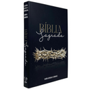 Bíblia Coroa Preta Letra Gigante Capa Brochura Com Harpa Masculina e Feminina Arc