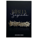 Bíblia Coroa Preta Letra Gigante Capa Brochura Com Harpa Masculina e Feminina Arc