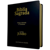 Bíblia Cor Preta Trigo Letra Jumbo Capa Dura Com Harpa Masculina Arc