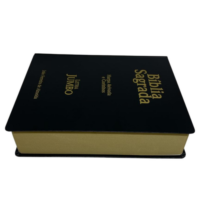 Bíblia Cor Preta Trigo Letra Jumbo Capa Dura Com Harpa Masculina Arc