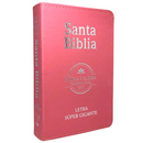 Bíblia Cor Rosa Letra Super Gigante Capa Flexível Pu Feminina Rvt Em Espanhol