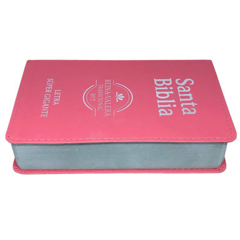 Bíblia Cor Rosa Letra Super Gigante Capa Flexível Pu Feminina Rvt Em Espanhol