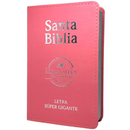 Bíblia Cor Rosa Letra Super Gigante Capa Flexível Pu Feminina Rvt Em Espanhol