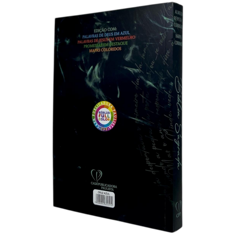 Bíblia Cruz Azul Letra Gigante Capa Brochura Com Harpa Masculina e Feminina Arc