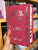 Bíblia Sagrada Rosa Luxo Letra Hipergigante Com Índice Capa Semi Flexível Com Harpa Full Color Arc