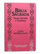 Bíblia Sagrada Rosa Luxo Letra Hipergigante Com Índice Capa Semi Flexível Com Harpa Full Color Arc