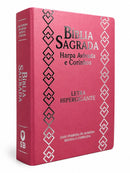 Bíblia Sagrada Capa Semiflexivel Rosa Feminina Letra Hipergigante Linguagem Arc Com Harpa e Índice