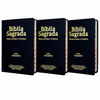 Kit 3 Bíblias Masculinas PPM Preta Sagrada Letra Gigante Semi Flexível  Harpa ARC