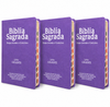 Kit 3 Bíblias Feminina Sagrada Letra Gigante Semi Flexível PPM Lilás Harpa com Índice ARC