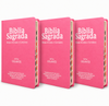 Kit 3 Bíblias Feminina Sagrada Letra Gigante Semi Flexível PPM Rosa Harpa com Índice ARC