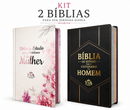 Kit 2 Bíblias de Estudo para o Cotidiano do Homem e Mulher Capa Dura NVA Gigante Masc e Fem Casal