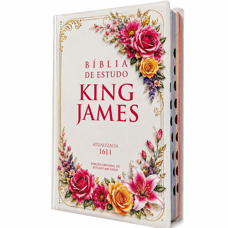 Bíblia Cristã de Estudo King James Atualizada - Primavera - Capa Dura Letra Gigante Com Índice Feminina