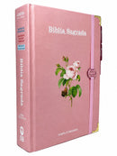 Bíblia Sagrada Letra Hipergigante PPM Capa Dura Flor Rosa Feminina Com Harpa e Abas Adesivas ARC