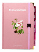 Bíblia Sagrada Letra Hipergigante PPM Capa Dura Flor Rosa Feminina Com Harpa e Abas Adesivas ARC