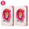 Kit 2 Bíblias Evangélicas Leão Seja Forte Letra Gigante Capa Dura Com Harpa E Índice Arc