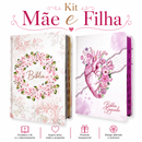Kit 2 Bíblias Feminina Sagrada Letra Gigante Semi Flexível e Hipergigante Capa Dura Harpa ARC Circulo Floral e Coração